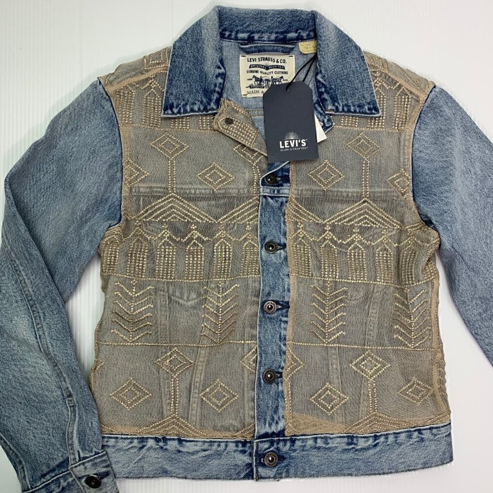 Levis Made & Crafted Denim Jacket Size Small Heirloom Lace Trucker NWT Heirloom